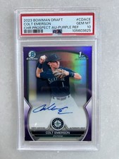 2023 Colt Emerson Bowman Chrome Auto 1st Purple Refractor /250 PSA 10 GEM MINT