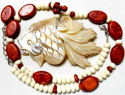Handcrafted Surf & Turf Sterling Silver Goldfish Pendant Necklace