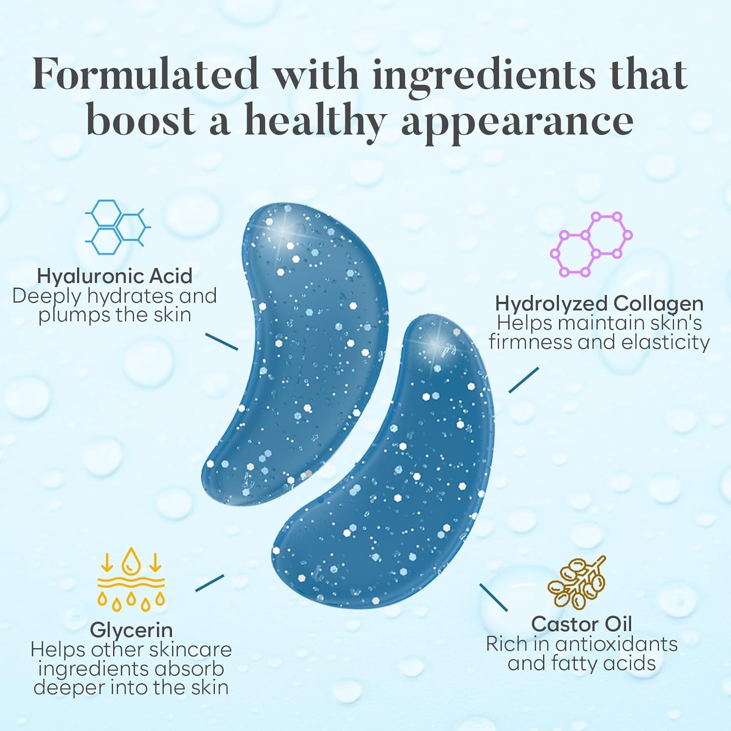 Marine Collagen Under Eye Mask Patches for Dark Circles,Bags,Wrinkles, 30 Pairs