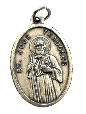 Vintage Italy St. Jude Thaddeus Pray For Us Catholic Charm Pendant Medal