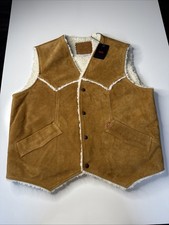 Levi's Western Suede Sherpa Vest Mens Size Large Real Leather New With Tags