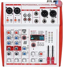 MW-4 Professional 4-Channel USB Audio Mixer Bluetooth 5.0 99 Sound Portable for