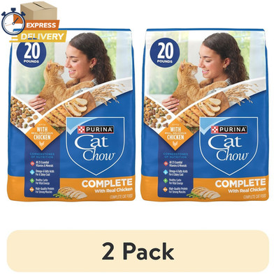 (2 Pack) Cat Chow Complete High Protein Dry Cat Food, 20 Lb Bag    