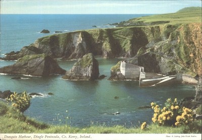 Dunguin Hafen Dingle Halbinsel Irland Vintage John Hinde Postkarte 1963