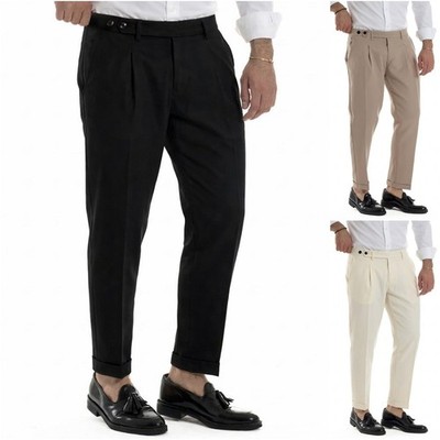 Elegante Herren Hose Slim Fit Stretch Capri Regular Leicht S M L Schwarz