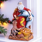 Wooden Hand Carved Santa Claus Figurine 14",  Handmade Christmas Gift Home Decor