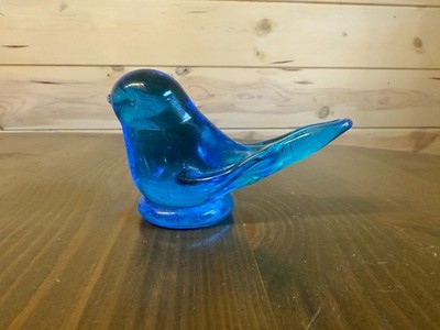Bluebird of Happiness Blue Art Glass 1984 Signed by Leo Ward Terra Studios USA