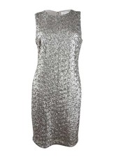 Calvin Klein Women's Sequined Sheath Dress (4, Tin)