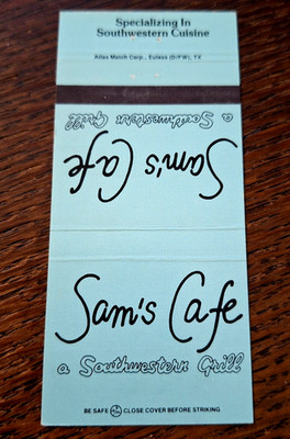 Vintage Matchbook: Sam's Cafe, Dallas, TX & Phoenix, AZ