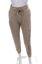 Cavalli Class Womens Cotton Embellished Drawstring Waist Sweatpants Beige Size S