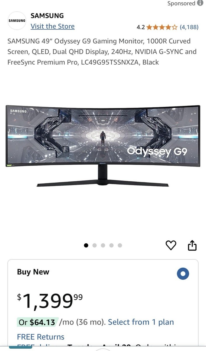 Samsung Odyssey G9 LC49G97TSSNXDC 49'' 5K QHD 1440p VA LCD Curved