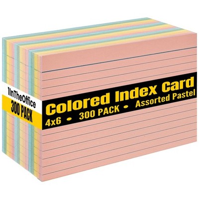 300 Pack 4x6 Ruled Index Cards Assorted Pastel Colors for School Office Use