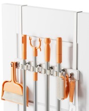 Mop and Broom Holder Wall Mount, No Drill Over the Door Broom and Mop Holder ...