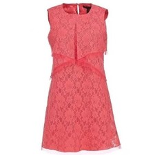 BCBGMAXAZRIA Amelie Draped Womens Sleeveless Lace Dress Size XXS Pink Lined