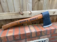 Mid C20 Trade Sign Wooden Axe Wood + Sons 32.5" Long Advertising VGC+