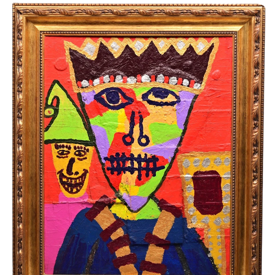 Pintura al óleo del rey Midas 1986 firmada vintage original de Jean Michel Basquiat & Ero Foto 3 de 4