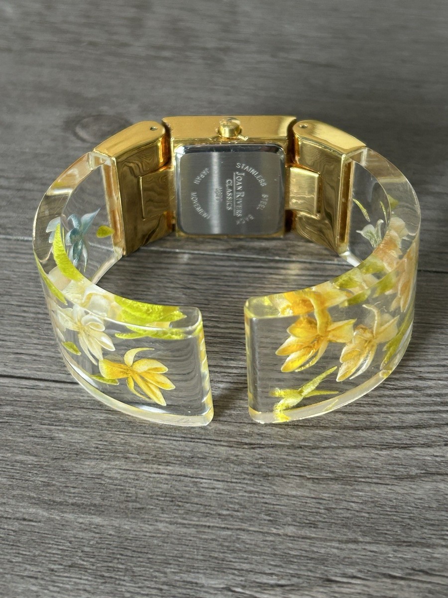 Lovely Vintage Joan Rivers Classic 377 Floral Acrylic Cuff  display picture 2