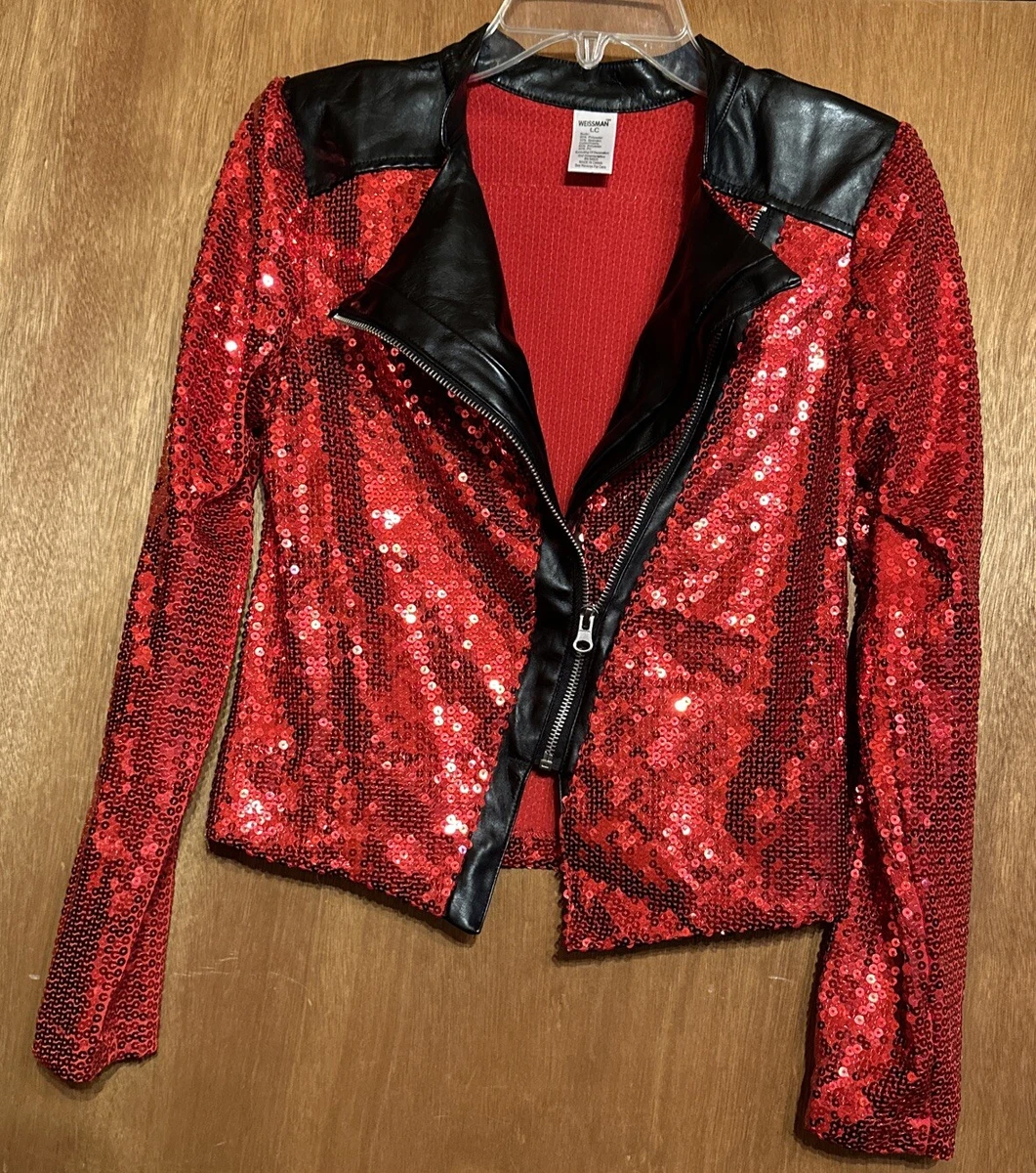 Red and black sequin jacket sale