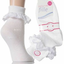 BABY KIDS WHITE ANKLE SOCKS LACE FRILLY FRILLS UK 3-5 / 9-12 WEDDING CHRISTENING