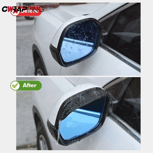 2PCS Car Rearview Mirror Rain Visor Eyebrow Covers - Black, White & Carbon Fiber - Picture 22 of 24