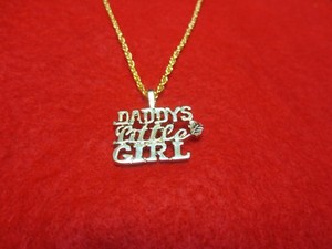 Authentic 14KT GOLD PLATED DADDY'S LITTLE GIRL WORD CHARM &16"- 30" ROPE CHAIN - 2391