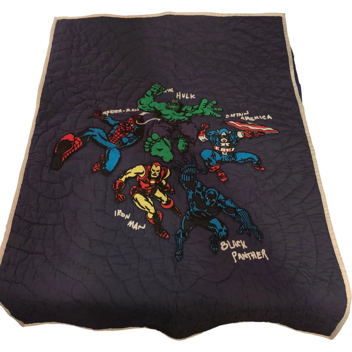 Pottery Barn Kids Marvel Heroes Quilt Superhero Advengers Toddler 36 x50 NWT