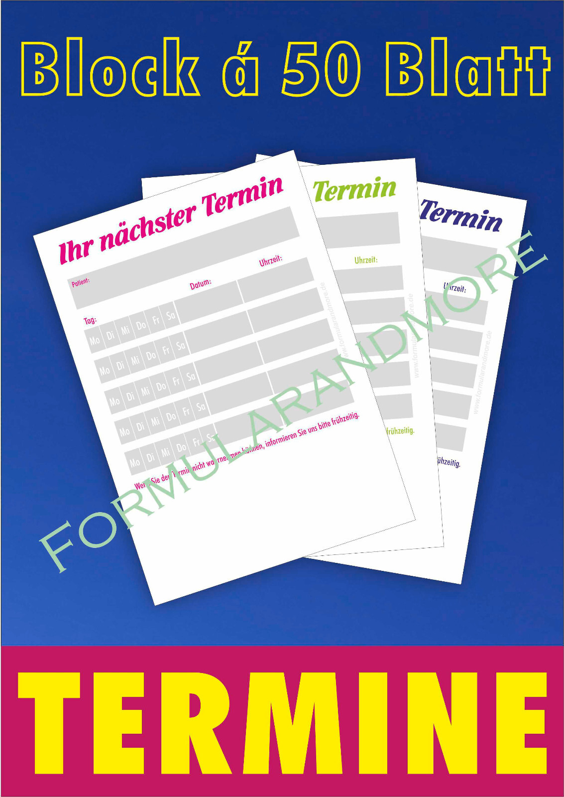 Terminzettel Block á 50 Blatt Arzt Friseur Physio Studio Praxis Termin NEU