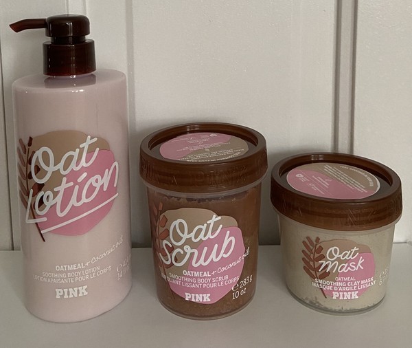 3 Victoria’s Secret PINK Oat Lotion Oat Clay Mask Body Scrub