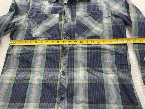 LL Bean Men's Twill Shirt Medium Blue Plaid Long Sleeve Pocket 100% Cotton Gray - Picture 7 of 11