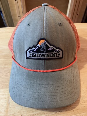 Browning Wax Canvas Embroidered Buck Logo Hat Cap Brown Mesh Back Hunter Trucker