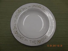 Sango Debutante soup/cereal bowl, new, flowers and scrolls, platinum rim