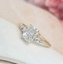 2.50 Ct Radiant Cut VVS1 Moissanite Engagement Ring 14k Yellow Gold Plated