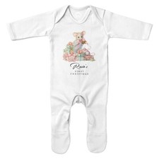 Personalised Mouse First Christmas Romper Suit Chistmas Her 1st Xmas Baby Gir...