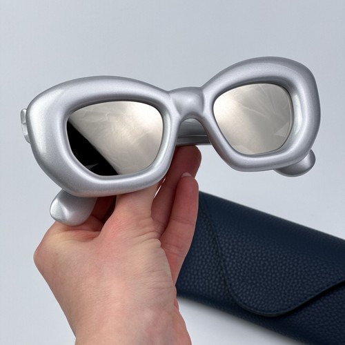 Loewe Women Sunglasses LW40117I 20C Silver Grey Smoke Mirror Cat Eye BRAND NEW