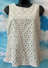 BODEN 10 Cream Broderie Anglais Embroidered Shell Cami Top