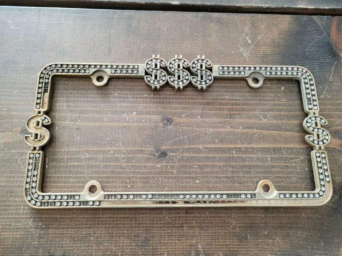 Rare Vintage Brass Bling License Plate Frame Rat Rod Lowrider