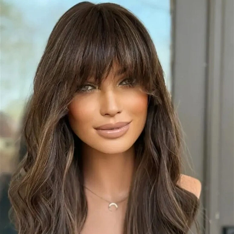 Highlights Wave Wig With Bangs 13x4 Lace Front Human Hair Wig for Women - Image 3 of 4