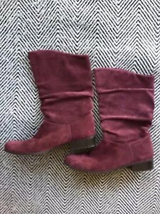 burgundy mid calf boots