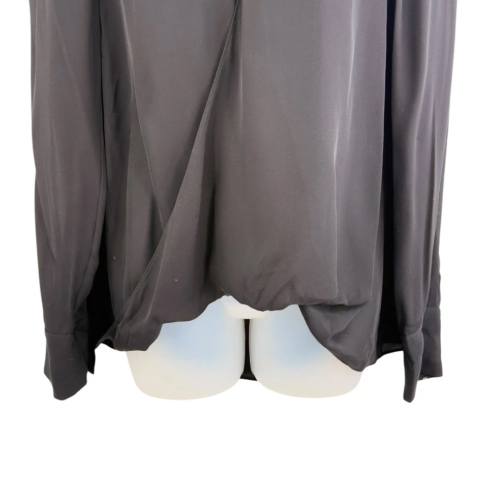 Blusa Derek Lam 10 Crosby Negra Imitación Envoltura Drapeada Seda Manga Larga Talla 6 Transparente Foto 3 de 4