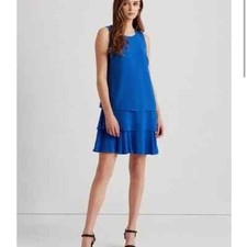 Lauren Ralph Lauren Tiered Skirt Blue Dress Size 6 New Retail $125