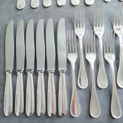 Christofle Perles 30pcs Silverplate Flatware Standard Knife Fork Spoon Very Good - Picture 2 of 24