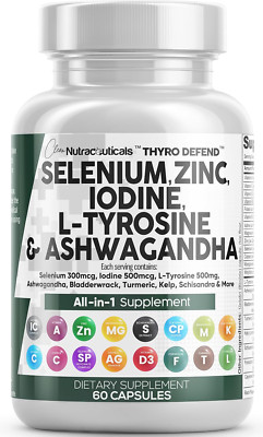 Selenium 300Mcg Zinc 50Mg Iodine 500Mcg L Tyrosine 500Mg Ashwagandha - Thyroid S