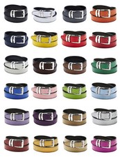 Men's Belt Reversible Bonded Leather Belts Silver-Tone Buckle Extra Large Sizes