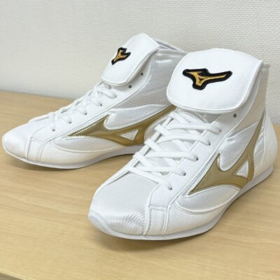 Mizuno ボクシングシューズ ホワイト/ゴールド Mizuno Short Boxing Shoes BM501 Easy Spectra White×Gold×Silver 24