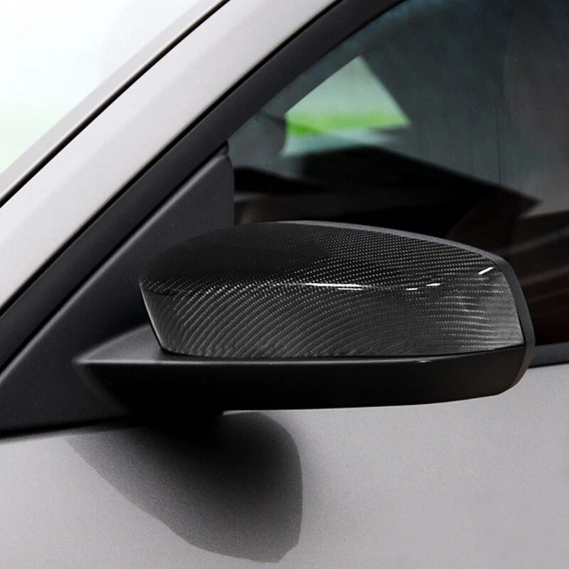 Tapa de cubierta de espejo retrovisor lateral de puerta de fibra de carbono real 2 piezas para Ford Mustang 2008-2013 Foto 4 de 4