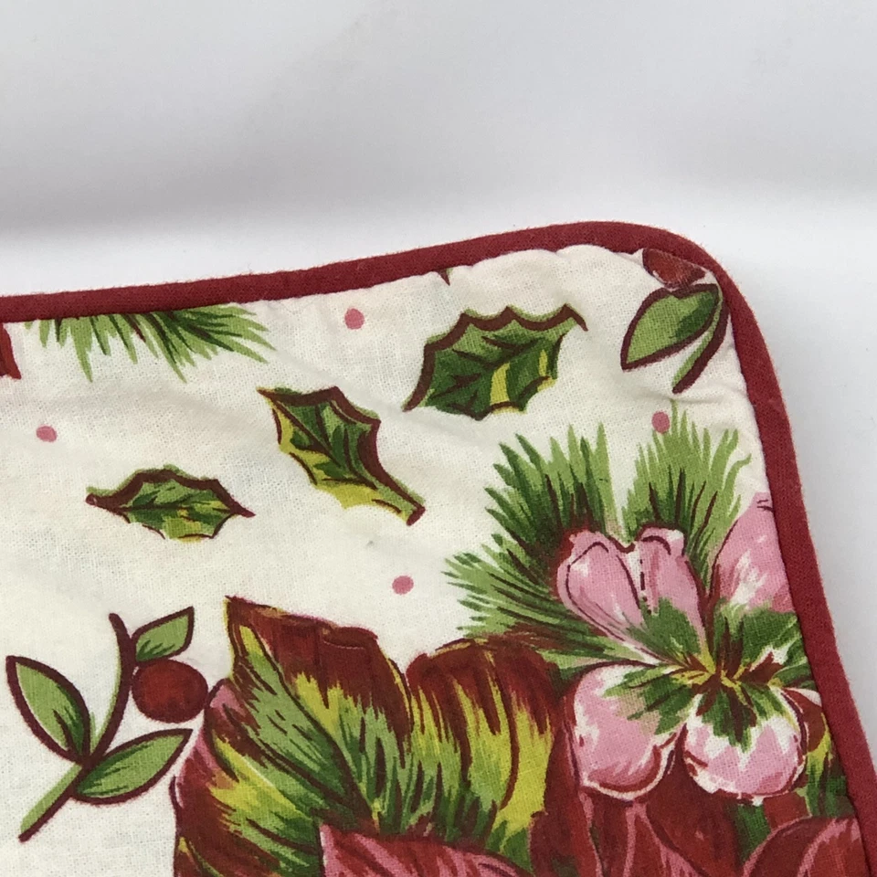 APRIL CORNELL Christmas Pillow Covers Poinsettia Red Piped 20" Square Set of 4 - Image 3 of 4