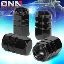 4 X ALUMINUM TIRE/RIM VALVE/WHEEL AIR PORT DUST COVER STEMS CAP/CAPS GLOSS BLACK