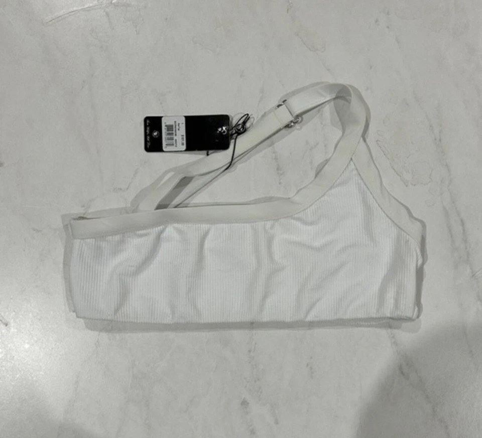 Top de Natación Wildfox Ana Blanco Acanalado Un Hombro TALLA L NUEVO Foto 2 de 4