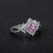 Dazzling Ring for Christmas Gifts for Her 1.50 CT Pink Simulated Five Stone Ring