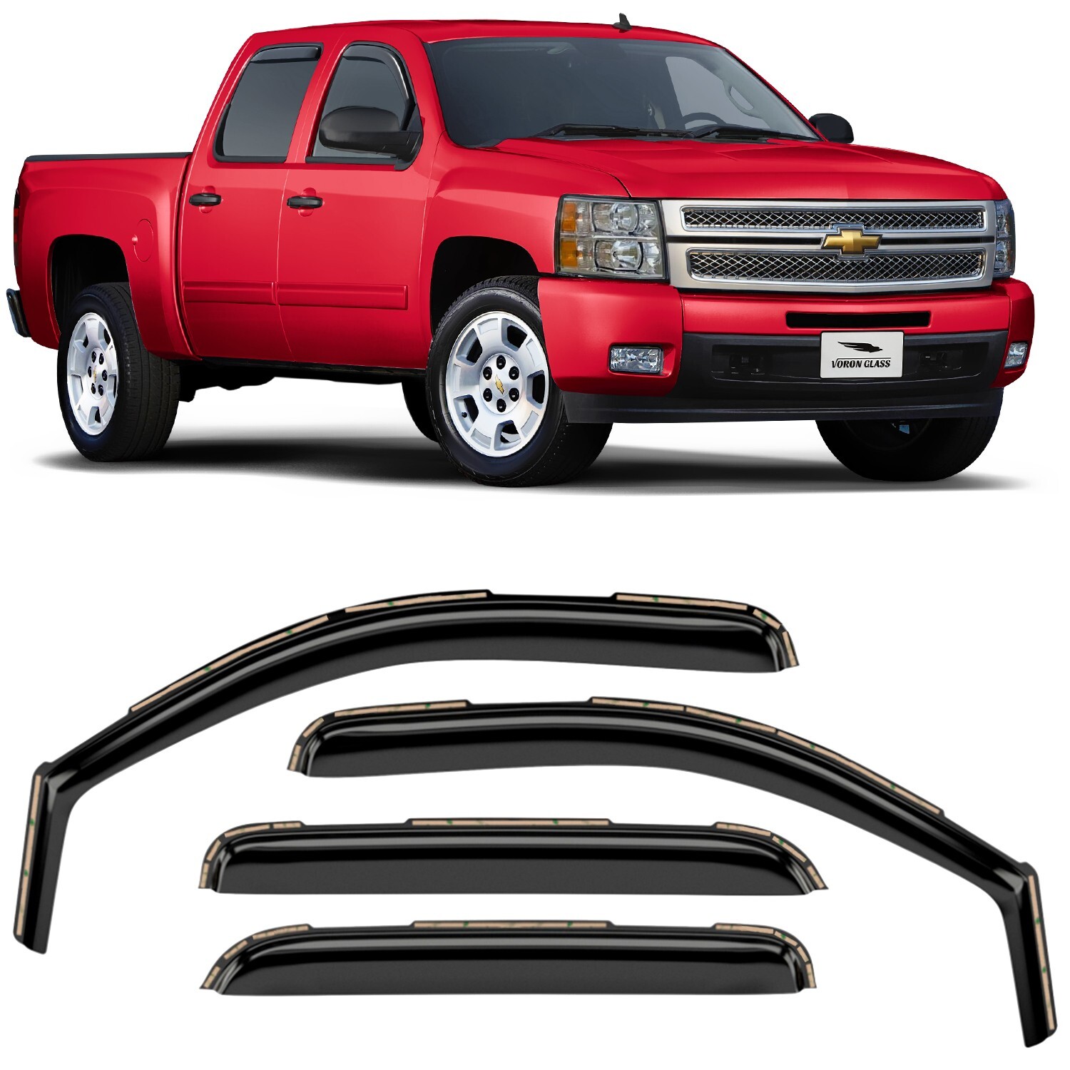 Chevy Silverado Window Deflectors In-Channel Rain Guards For Chevy Silverado/GMC Sierra 1500 2019-2025 Crew Cab - 4 Piece Set In-channel Rain Guards Chevy Silverado - Foto 2